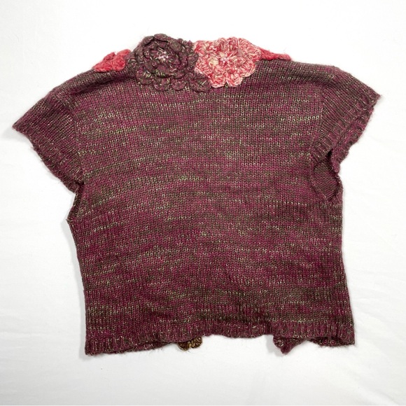 Gorgeous Floral Crochet Knit Cardigan Sweater Vest Boho Feminine Large - Picture 3 of 13